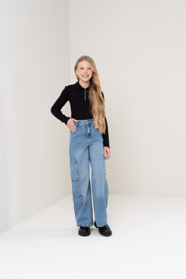 Calça Cargo Denim